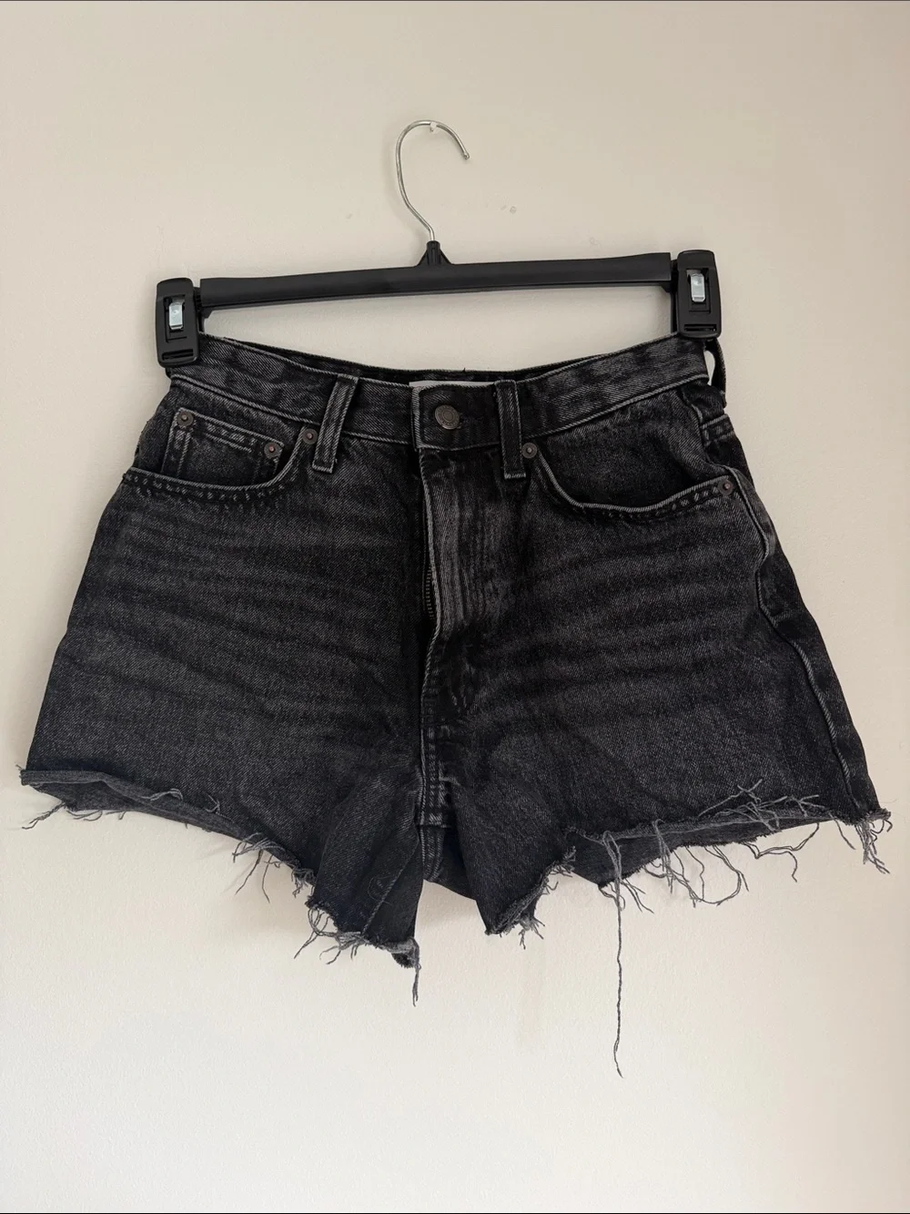 TOPSHOP Black Denim Shorts, Size 4
